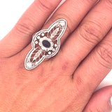 Original Art Deco Filigree Sapphire Diamond Gold Platinum Ring