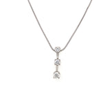 Vintage 3 Diamond Drop .90 Carat 14K White Gold Necklace