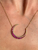 Crescent Moon Ruby Necklace