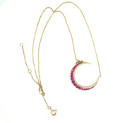 Crescent Moon Ruby Necklace