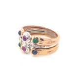 Vintage Emerald Ruby Sapphire Diamonds Multicolor 14K Gold Ring