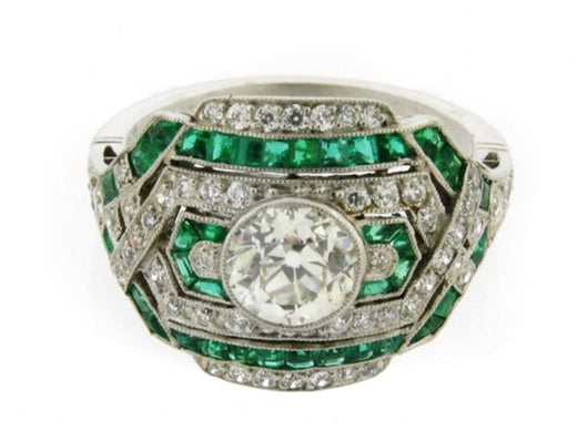 Art Deco Emerald Goddess Ring