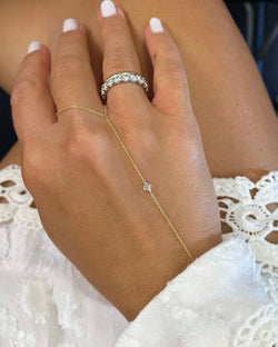Emerald Cut Diamond Hand Chain