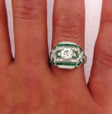 Art Deco Emerald Goddess Ring